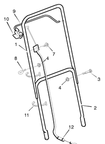 Handle Assembly Diagram and Parts List for 20223X30A 1996 Briggs and Stratton Lawn Mower